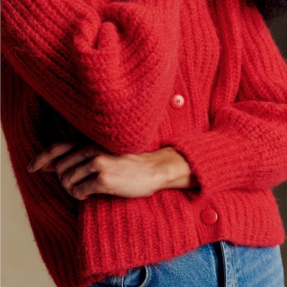 Sezane Red Women's Cardigan Sweater - Picture 5 of 7